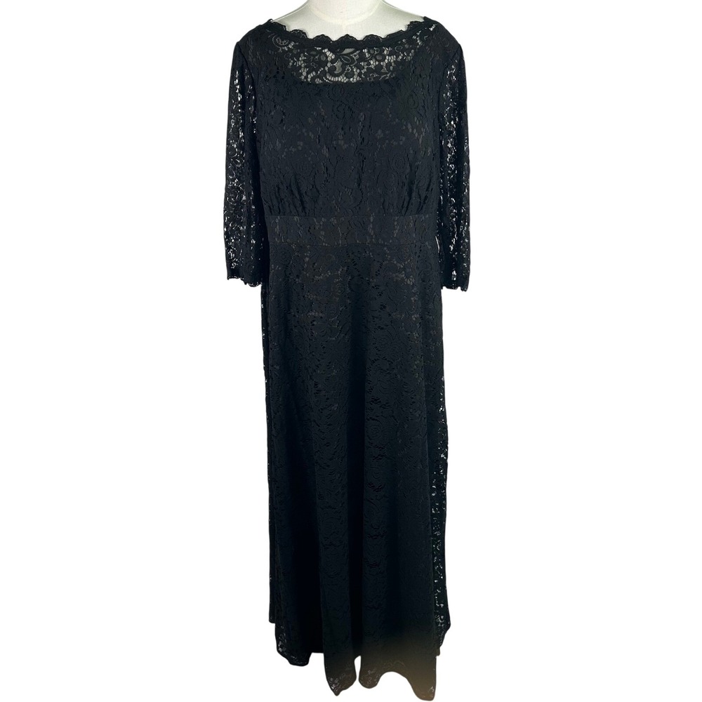 AW Bridal Black Floral Lace Gown Womens‎ Plus Size 22 Maxi Wedding Guest Formal